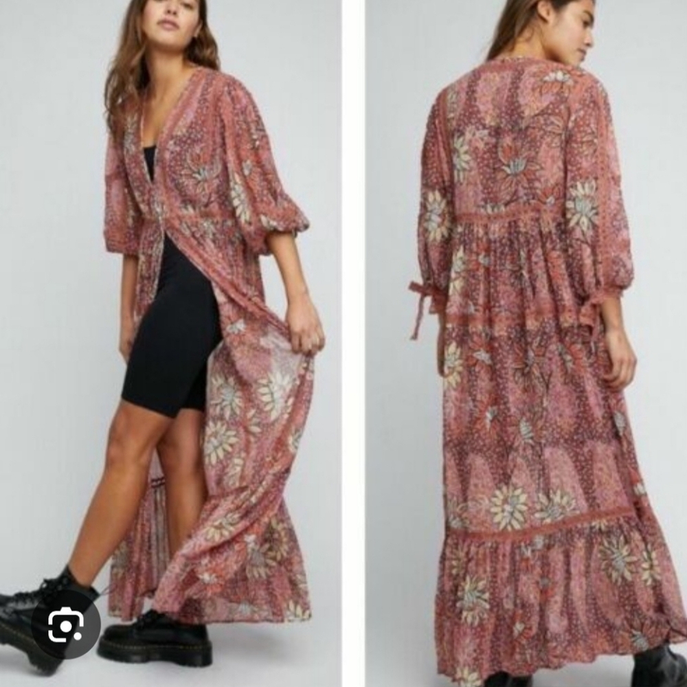 Free People Charlotte Rose Combo Grassland Kimono, Size XS. - Picture 2 of 16